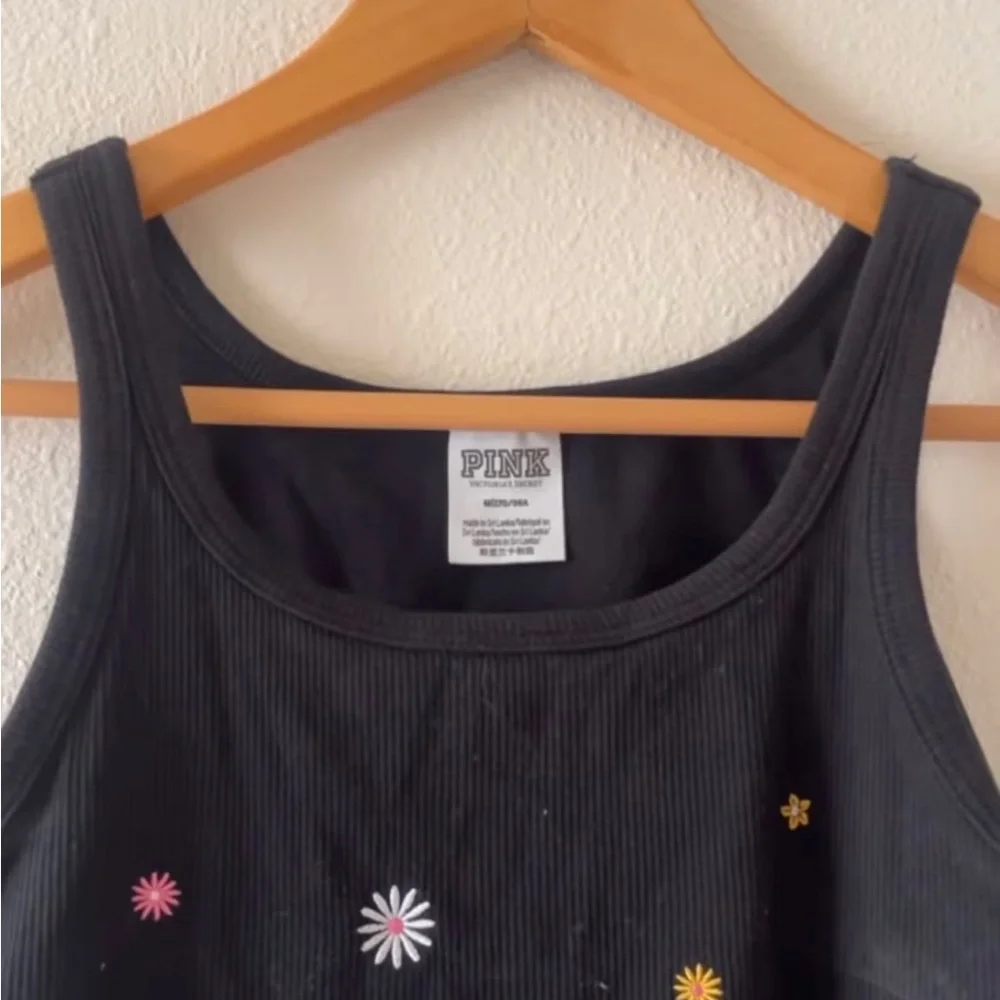 PINK Victoria's Secret Black Sleeveless Embellished Crop Top - Picture 4 of 6